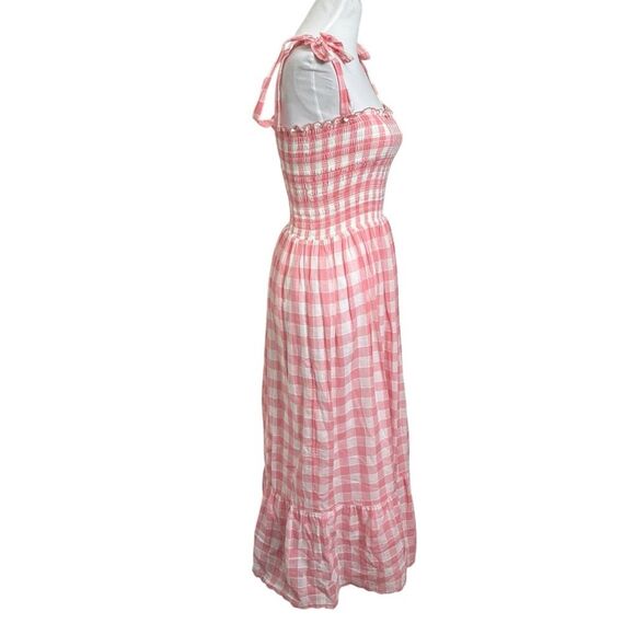 The Great Lagoon Dress Women’s Size 2 Pink Gingham Smocked Bow Strap Midi - Picture 5 of 12